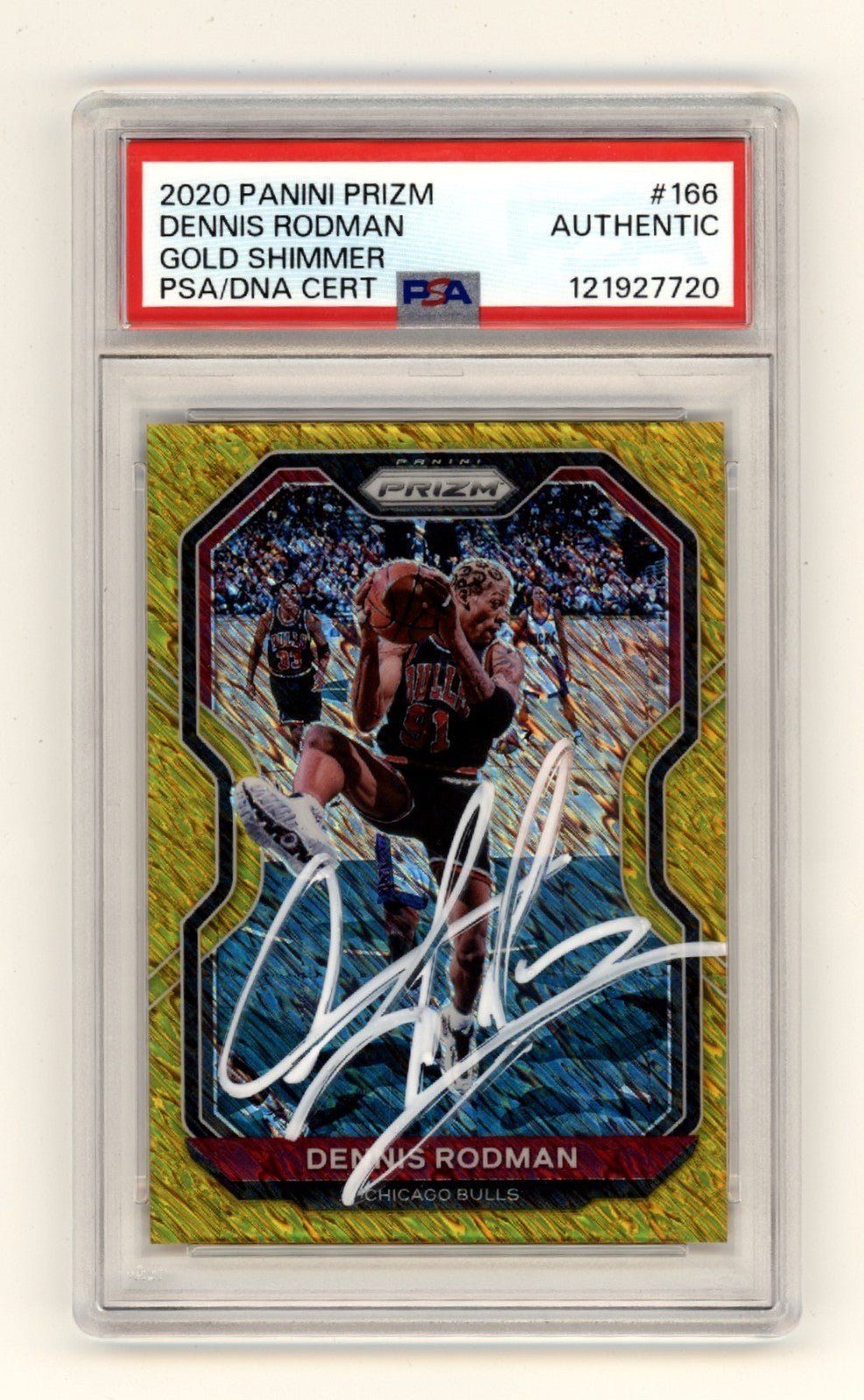 Dennis Rodman 2020-21 Panini Prizm Gold Shimmer #2/10 Signed PSA/DNA Authenticated-Powers Sports Memorabilia