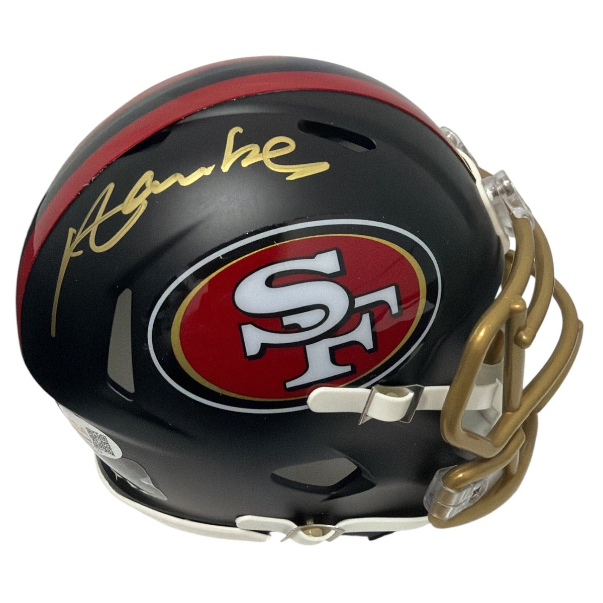 Merton Hanks Signed San Francisco 49ers Rivalries Mini Helmet JSA Witness COA-Powers Sports Memorabilia