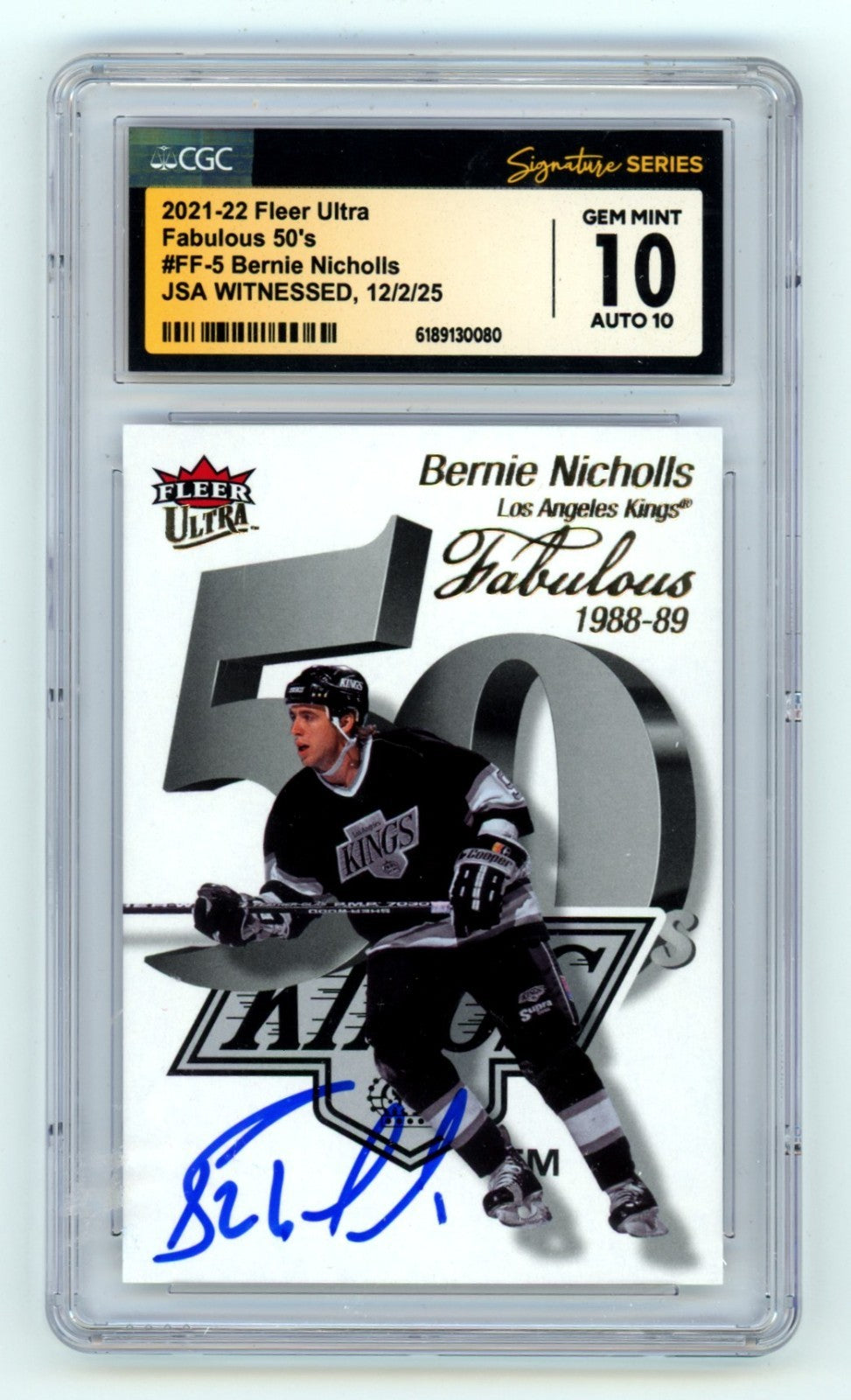 Bernie Nicholls 2021-22 Fleer Ultra Fabulous 50s Signed JSA CGC 10 10 Auto Kings-Powers Sports Memorabilia