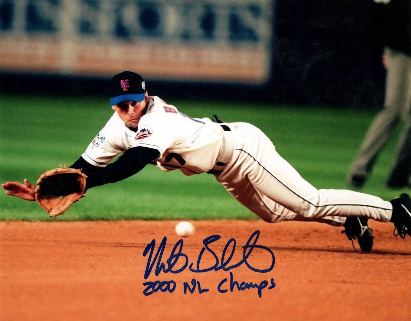 Mike Bordick Signed New York Mets 8x10 Photo w/ 2000 NL Champ LSCM Authenticated-Powers Sports Memorabilia