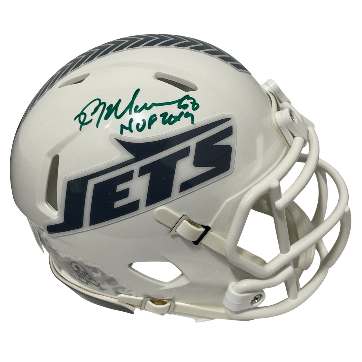 Kevin Mawae Signed Jets Salute 24 Mini Helmet w/ HOF 2019 Beckett Witness Authenticated-Powers Sports Memorabilia