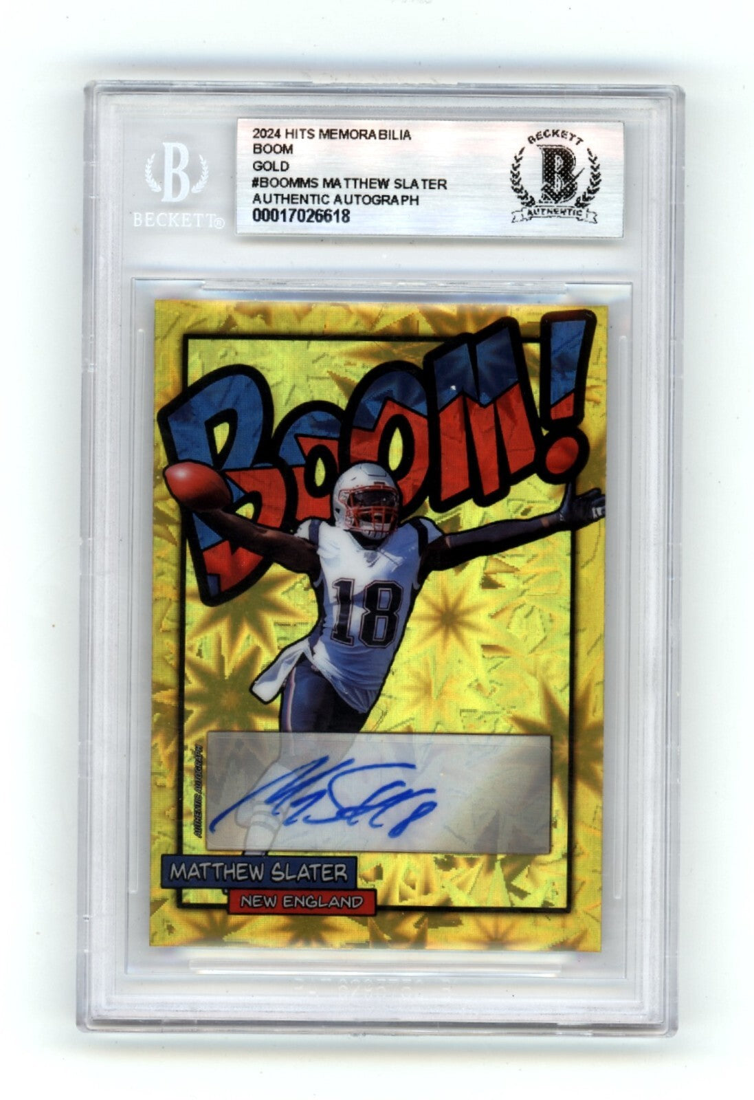 Matthew Slater 2024 Hits Memorabilia BOOM Gold #/10 Signed BGS BAS Auto Patriots-Powers Sports Memorabilia