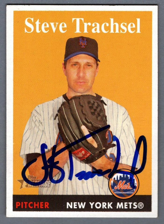 Steve Trachsel Signed 2007 Topps Heritage #331 LSCM Authenticated New York Mets-Powers Sports Memorabilia
