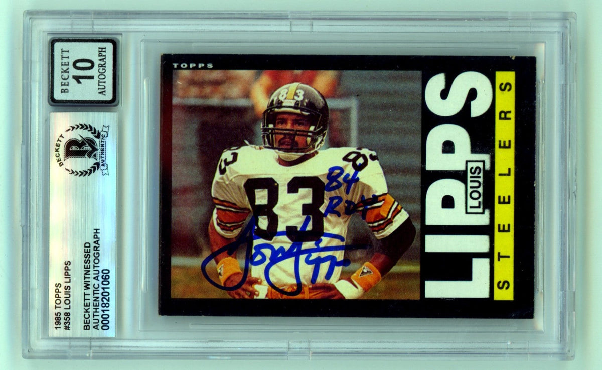 Louis Lipps 1985 Topps #358 Signed Rookie RC w/ 84 ROY Insc. Beckett BGS 10 Auto-Powers Sports Memorabilia