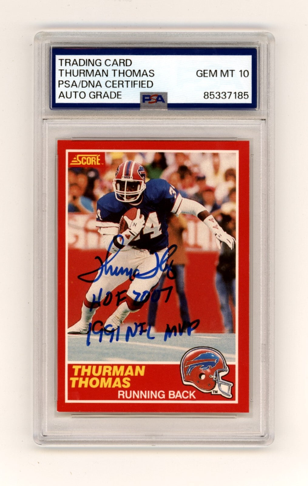 Thurman Thomas 1989 Score #211 Signed Rookie RC w/ 2 Ins PSA 10 Auto Bills-Powers Sports Memorabilia