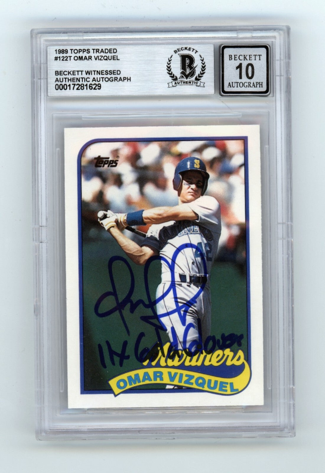 Omar Vizquel 1989 Topps Traded 122T Signed Rookie RC w/ Ins Beckett BGS 10 Auto-Powers Sports Memorabilia