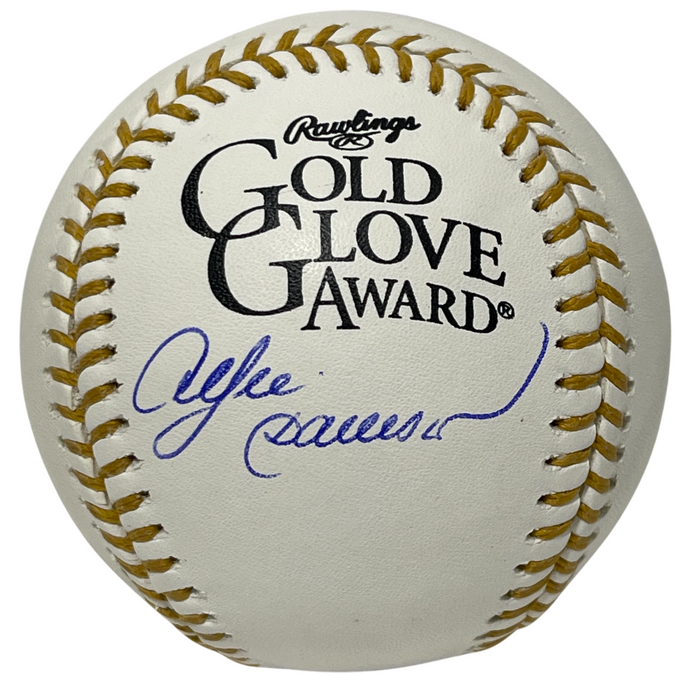 Andre Dawson Signed Rawlings Gold Glove Baseball Beckett Witness Authenticated-Powers Sports Memorabilia