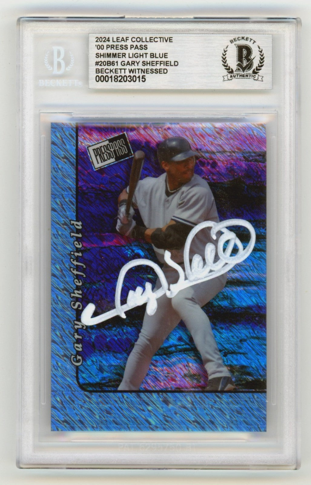 Gary Sheffield 2024 Leaf Press Pass Shimmer Light Blue Signed #1/1 BGS BAS Auto-Powers Sports Memorabilia