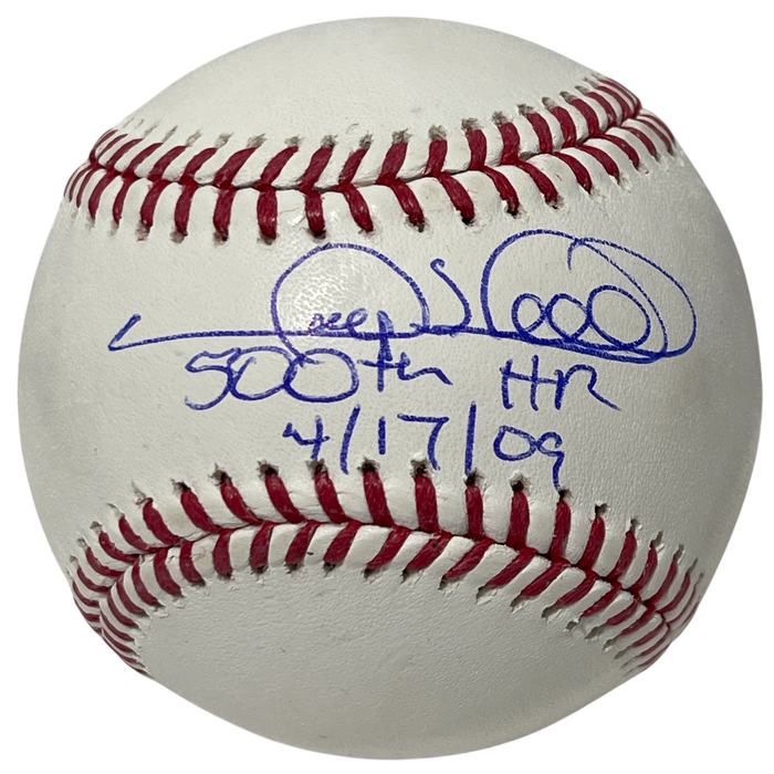 Gary Sheffield Signed ROMLB Baseball w/ 500th HR 4/17/09 Ins Beckett Witness Authenticated-Powers Sports Memorabilia