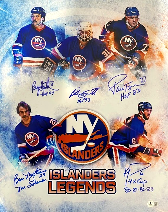 Trottier Smith Turgeon Nystrom Morrow Signed Islanders w Ins 16x20 Photo BAS COA-Powers Sports Memorabilia