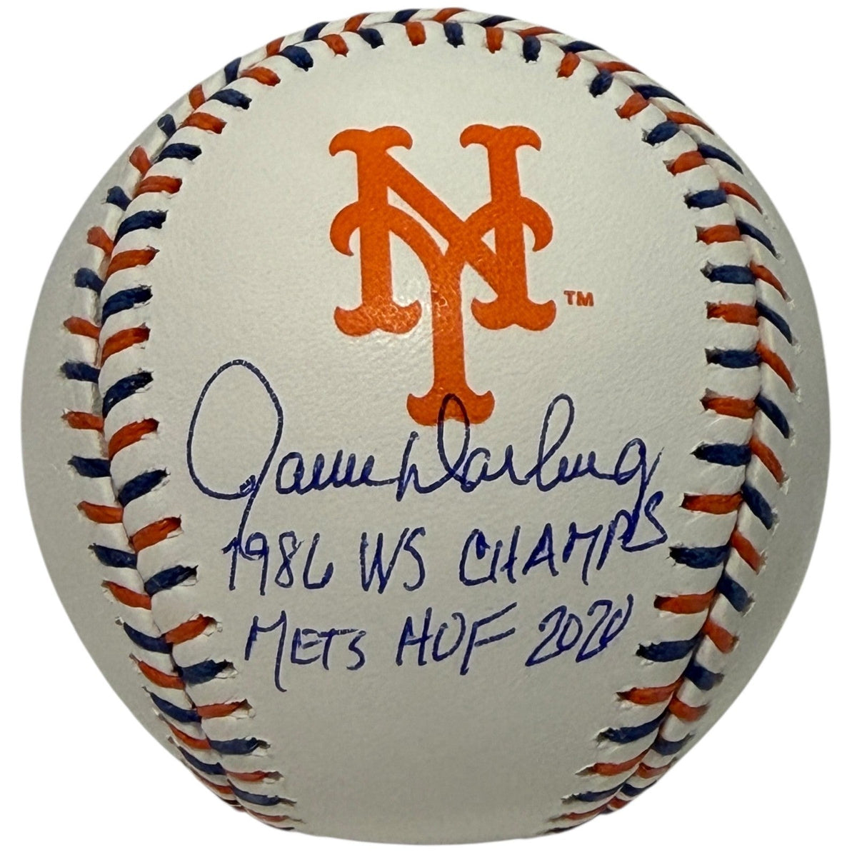 Ron Darling Signed Mets Logo Baseball w 1986 WS Champs / Mets HOF 20 JSA Wit COA-Powers Sports Memorabilia