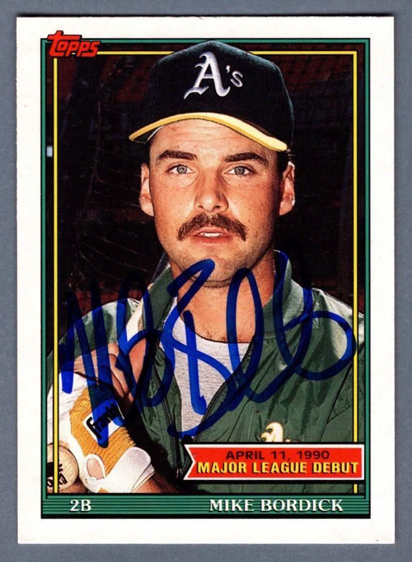 Mike Bordick Signed 1990 Topps #19 Debut Rookie RC LSCM Authenticated-Powers Sports Memorabilia