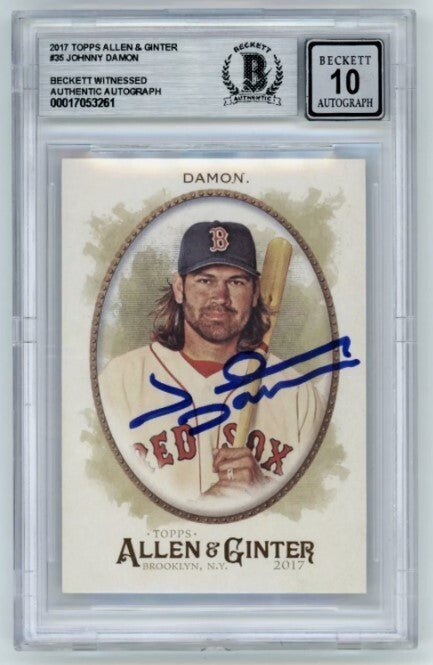 Johnny Damon 2017 Allen & Ginter #35 Signed Beckett BAS BGS 10 Auto Red Sox-Powers Sports Memorabilia