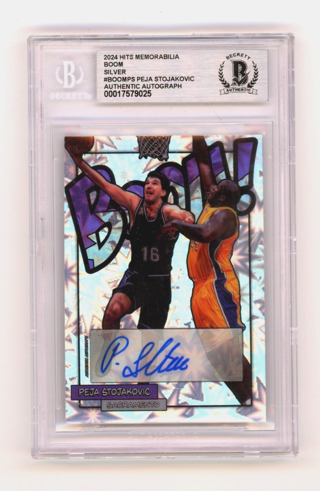 Peja Stojakovic 2024 Hits Memorabilia BOOM Silver /16 Signed BGS BAS Auto Kings-Powers Sports Memorabilia