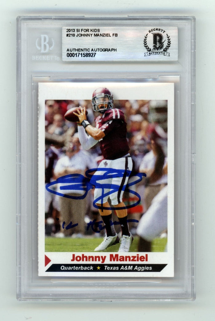 Johnny Manziel 2013 SI for Kids #210 Signed w/ 12 Heisman Beckett BAS Auto-Powers Sports Memorabilia