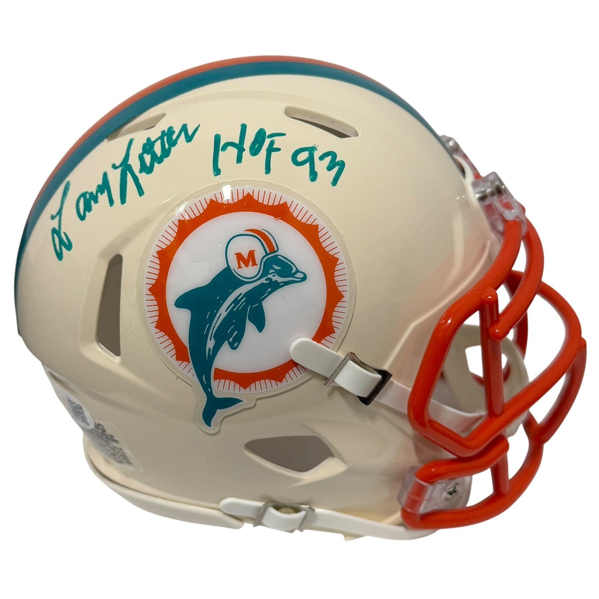 Larry Little Signed Miami Dolphins Retro Mini Helmet w/ HOF 93 JSA Witness Authenticated-Powers Sports Memorabilia