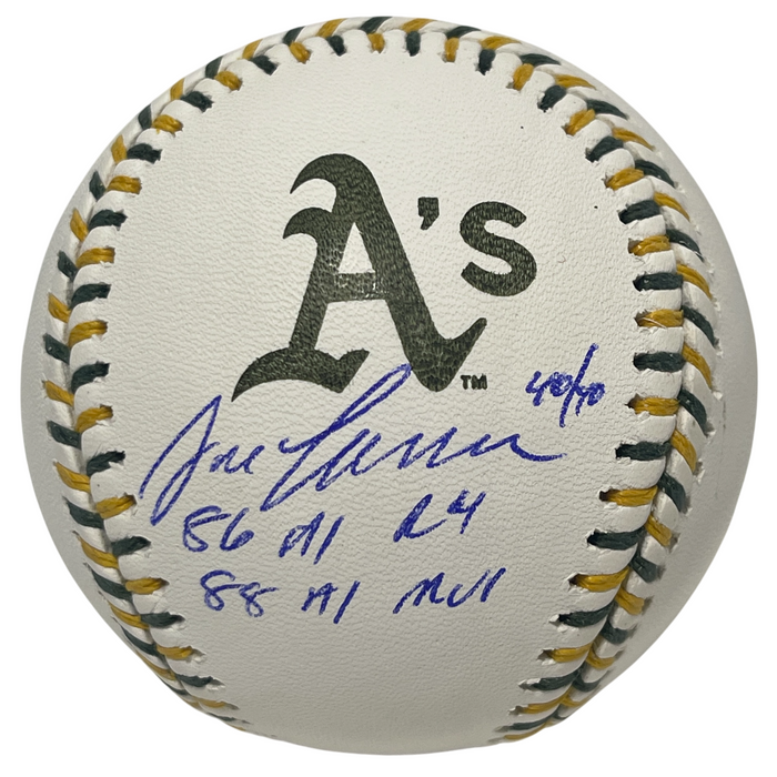 Jose Canseco Signed Athletics A's Logo ROMLB Baseball w/ 3 Ins Beckett W Beckett Authenticated-Powers Sports Memorabilia