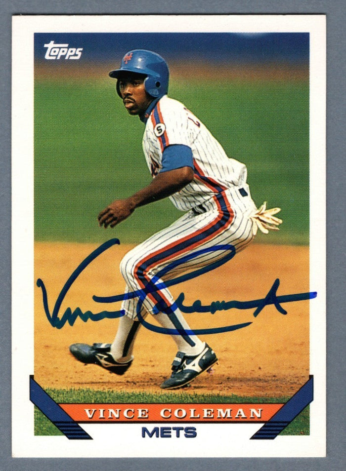 Vince Coleman Signed 1993 Topps #765 LSCM Authenticated New York Mets-Powers Sports Memorabilia