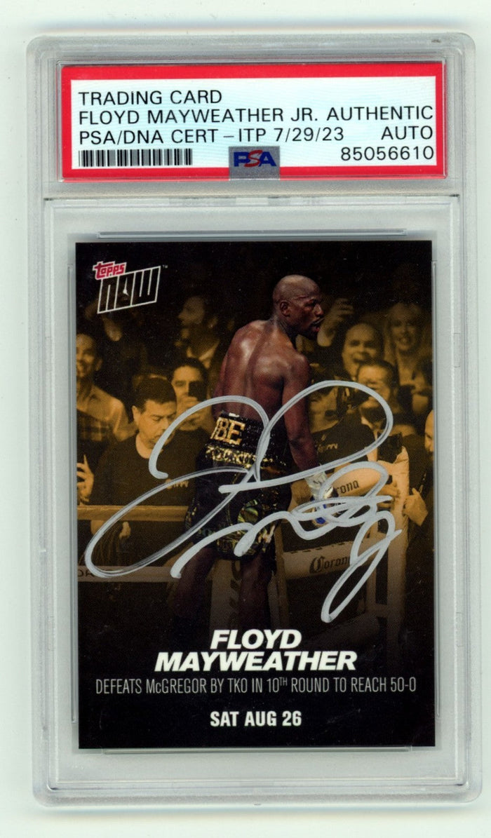 Floyd Mayweather Jr 2017 Topps Now Defeats McGregor Auto PSA/DNA Authenticated 50-0-Powers Sports Memorabilia