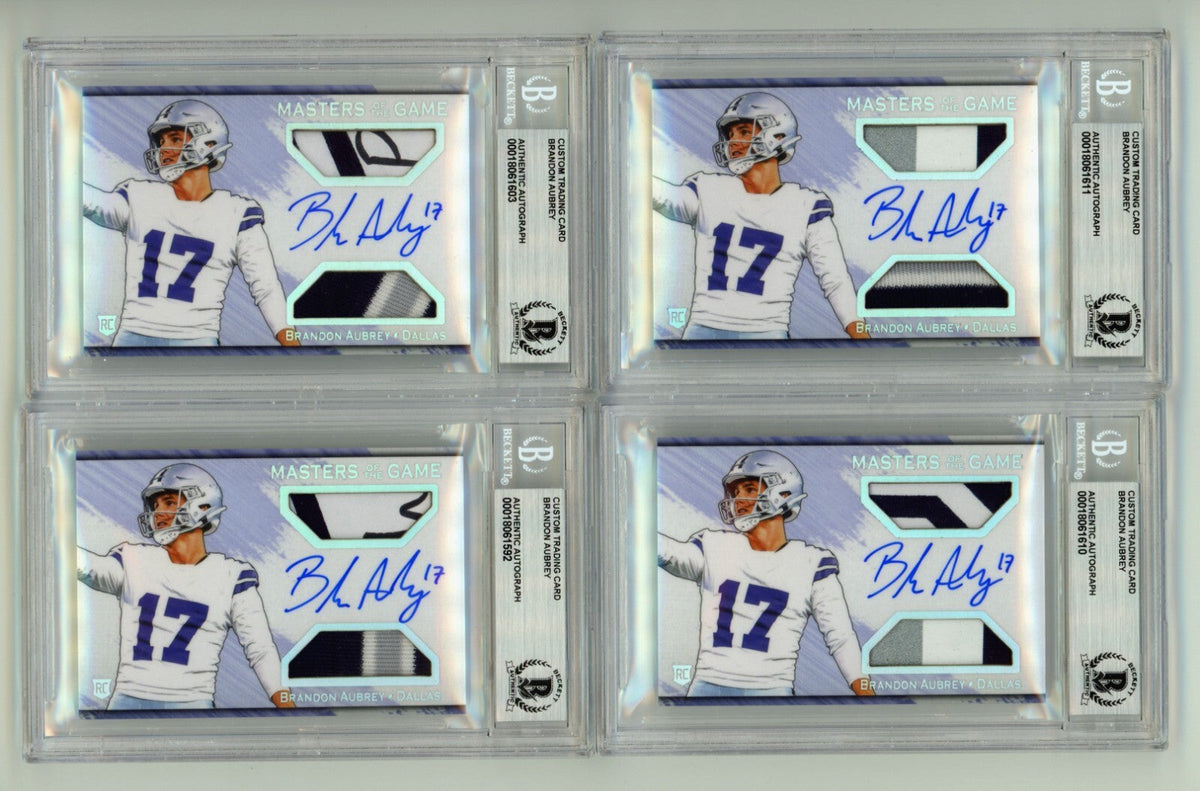Brandon Aubrey 2023 Hits Memorabilia Silver H RPA Dual Patch Auto RC /17 BGS BAS-Powers Sports Memorabilia