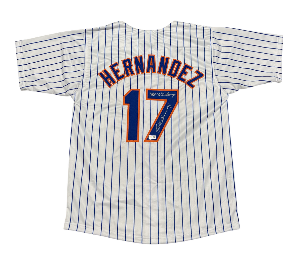 Keith Hernandez Signed Auto Mets Custom Jersey w/ 86 WS Champs Beckett BAS COA-Powers Sports Memorabilia