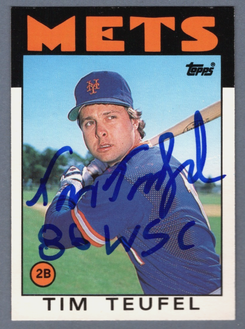 Tim Teufel Signed 1986 Topps Traded #109T w/ 86 WSC LSCM Authenticated New York Mets-Powers Sports Memorabilia