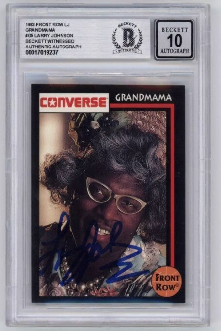 Larry Johnson 1993 Front Row #G5 Grandmama Converse Signed Beckett BGS 10 Auto-Powers Sports Memorabilia