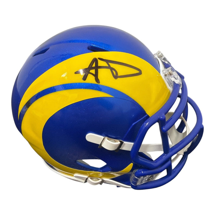 Aaron Donald Signed Los Angles Rams Speed Mini Helmet Beckett Witness Authenticated-Powers Sports Memorabilia