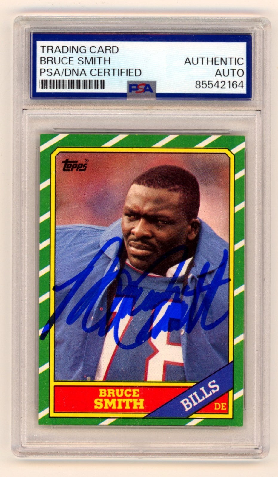 Bruce Smith 1986 Topps #389 Signed Rookie RC PSA/DNA Authenticated Buffalo Bills-Powers Sports Memorabilia