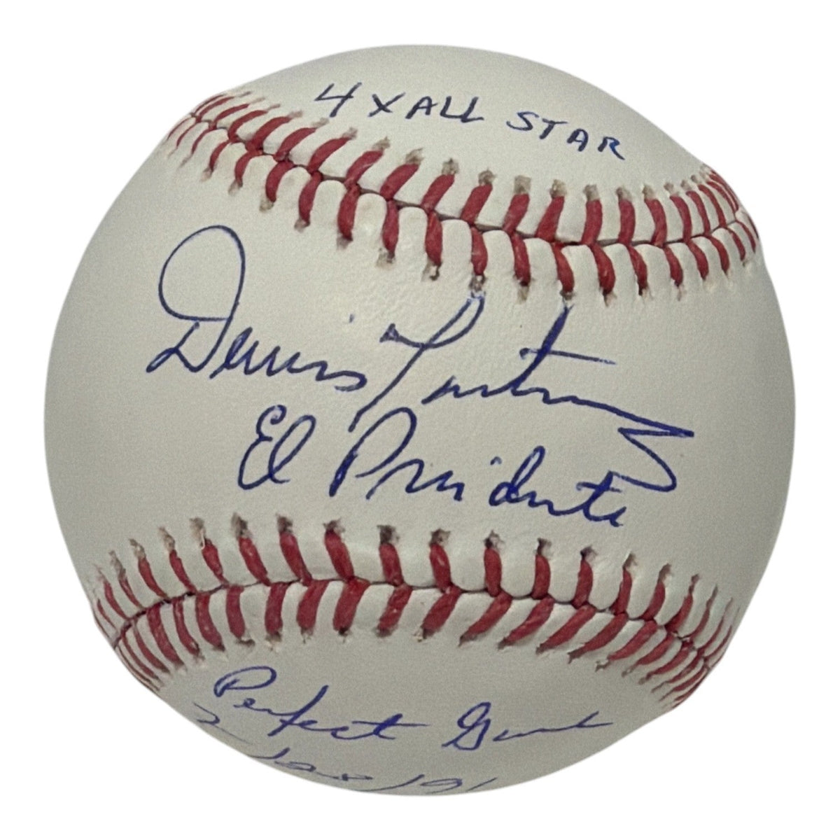 Dennis Martinez Signed ROMLB Baseball w/ 3x Ins Stat JSA Witness Authenticated-Powers Sports Memorabilia