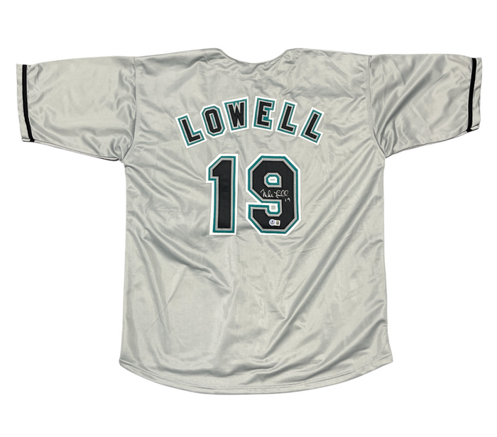 Mike Lowell Signed Florida Marlins Custom Jersey Beckett Witness BAS COA-Powers Sports Memorabilia
