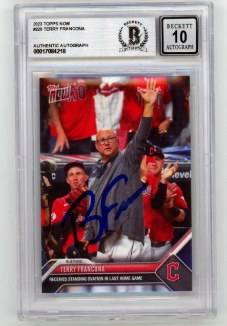Terry Francona 2023 Topps Now #928 Signed Beckett Witness BAS BGS 10 Auto-Powers Sports Memorabilia