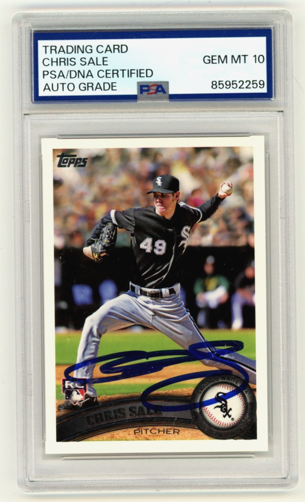 Chris Sale Signed 2011 Topps #65 Rookie RC PSA 10 Auto White Sox-Powers Sports Memorabilia