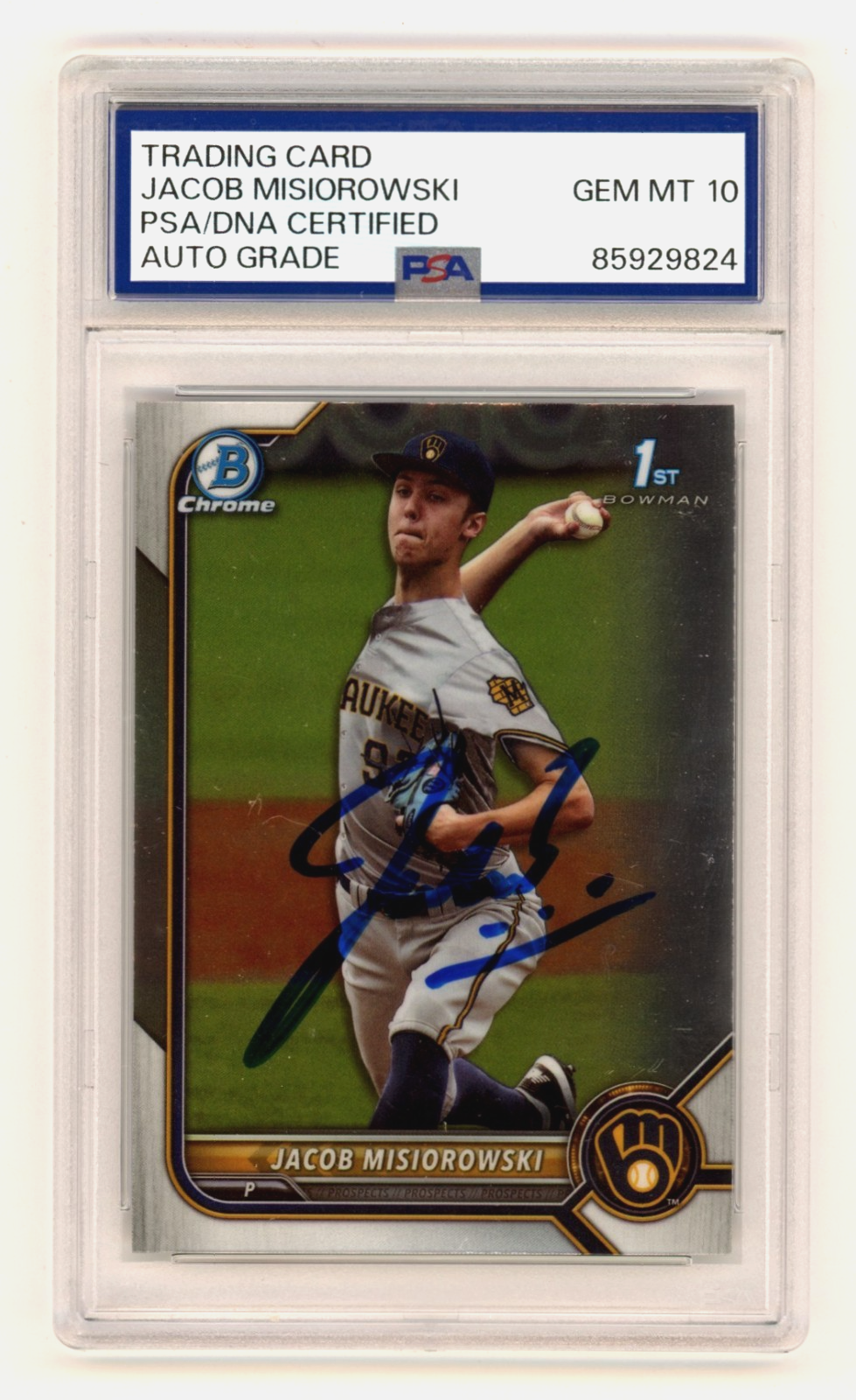 Jacob Misiorowski 2022 Bowman Chrome 1st Signed Auto Rookie RC PSA 10 Auto-Powers Sports Memorabilia