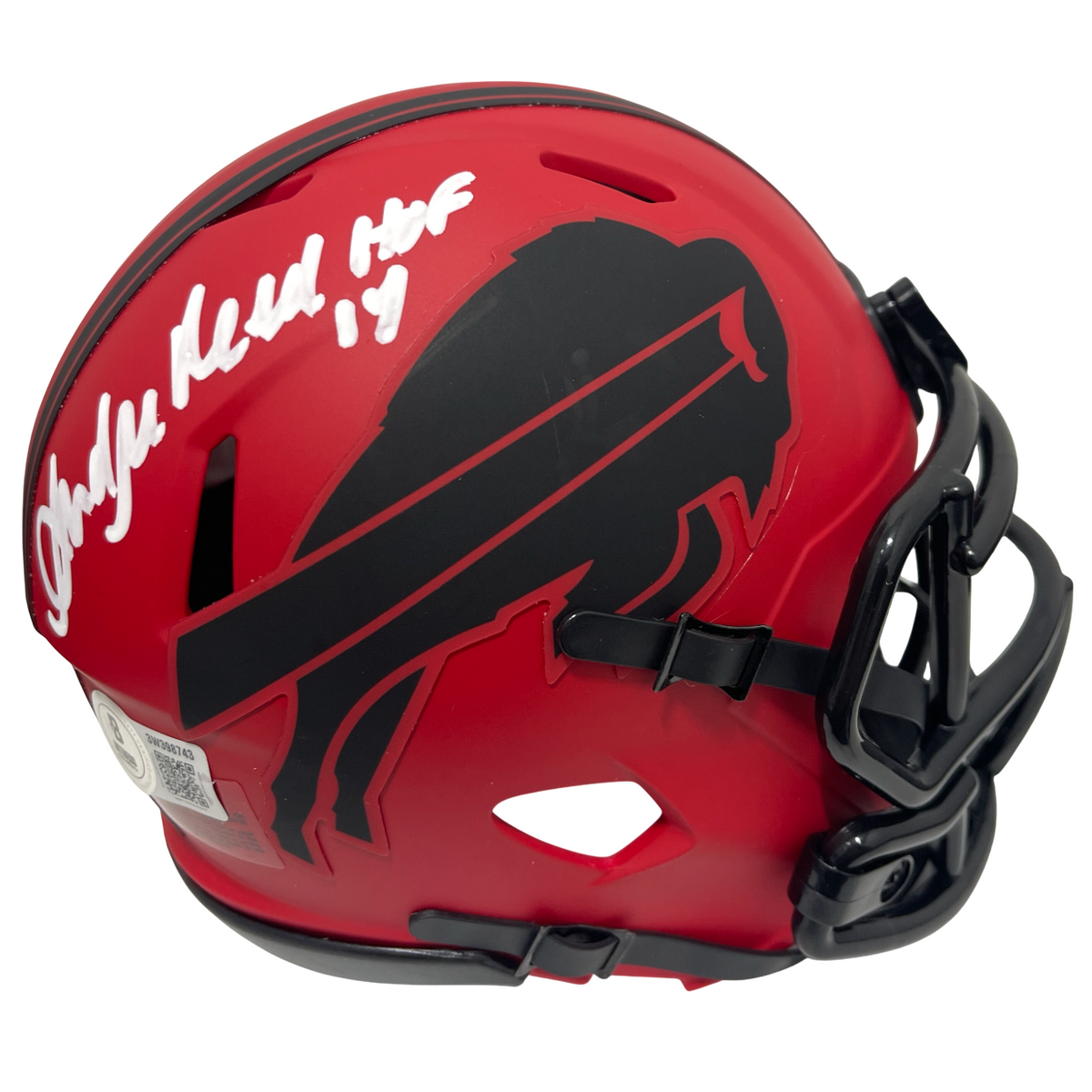 Andre Reed Signed Bills Rave Mini Helmet w/ HOF 14 Beckett Witness Authenticated-Powers Sports Memorabilia