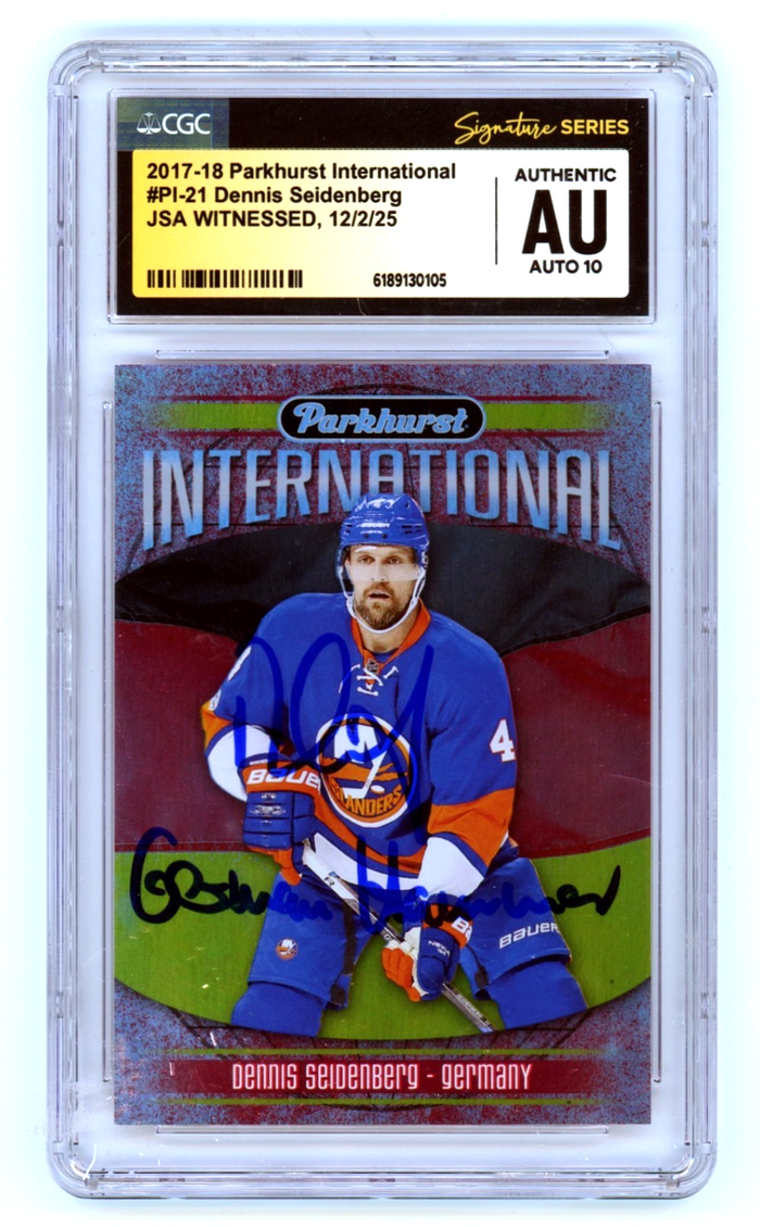 Dennis Seidenberg 2017-18 Parkhurst International Signed Insc. JSA CGC 10 Auto-Powers Sports Memorabilia