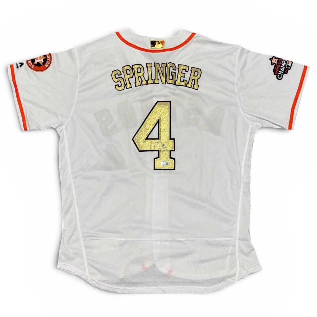 George Springer Signed 2017 World Series Astros Custom Replica Jersey Beckett Authenticated-Powers Sports Memorabilia