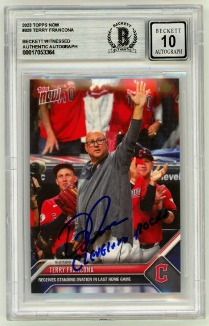Terry Francona 2023 Topps Now 928 Cleveland Rocks Signed Beckett BAS BGS 10 Auto-Powers Sports Memorabilia
