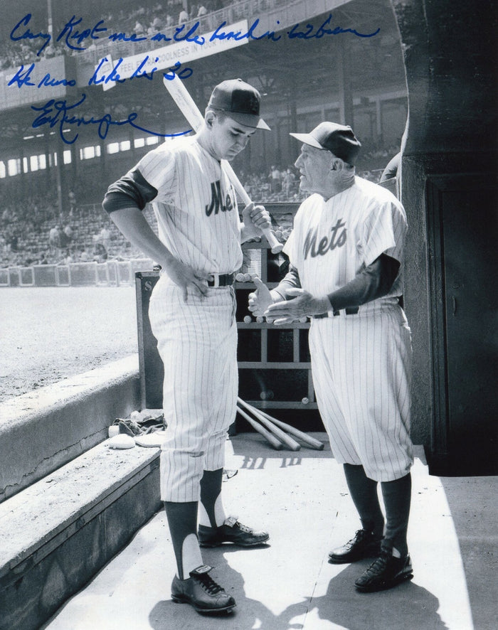 Ed Kranepool Signed New York Mets 8x10 Photo LSCM Authenticated w/ Casey Stengel #7-Powers Sports Memorabilia