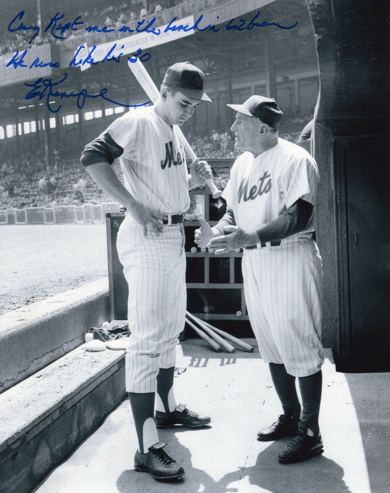 Ed Kranepool Signed New York Mets 8x10 Photo LSCM Authenticated w/ Casey Stengel #7-Powers Sports Memorabilia
