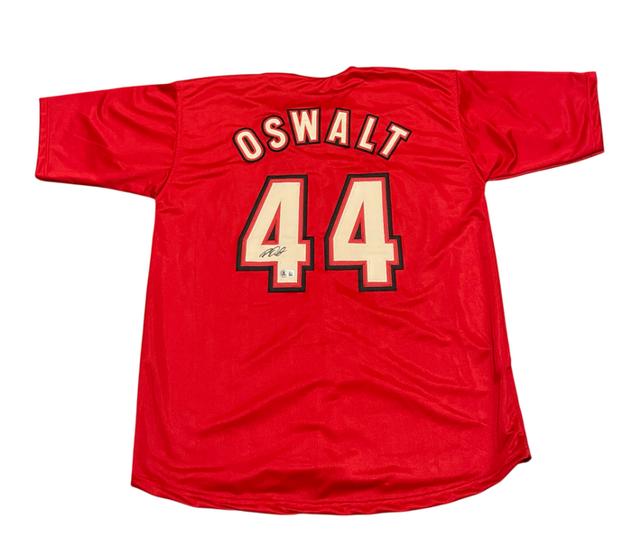 Roy Oswalt Signed Houston Astros Custom Red Jersey Beckett Witness BAS COA-Powers Sports Memorabilia