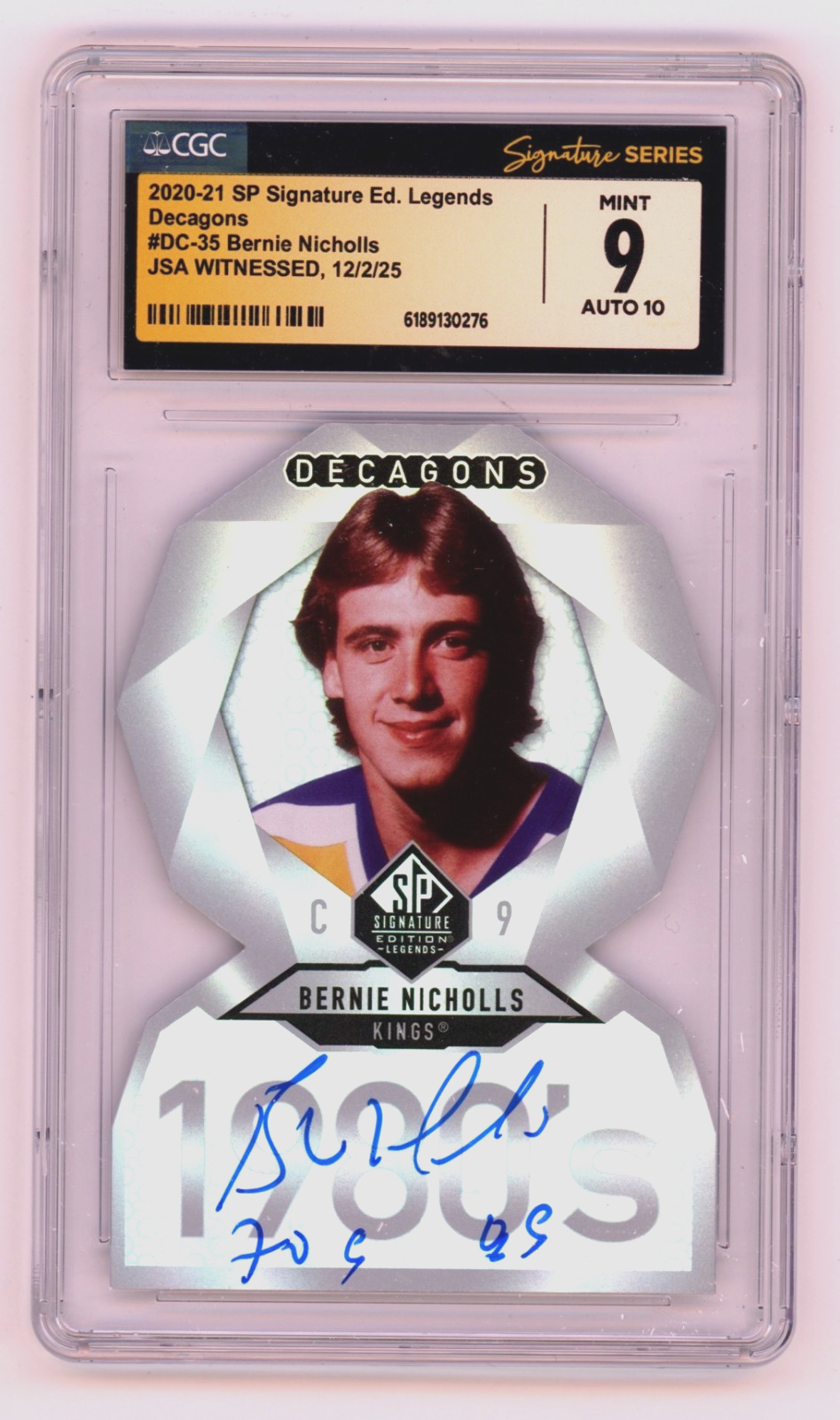 Bernie Nicholls 2020-21 Upper Deck SE Decagons Signed Insc. JSA CGC 9 10 Auto-Powers Sports Memorabilia