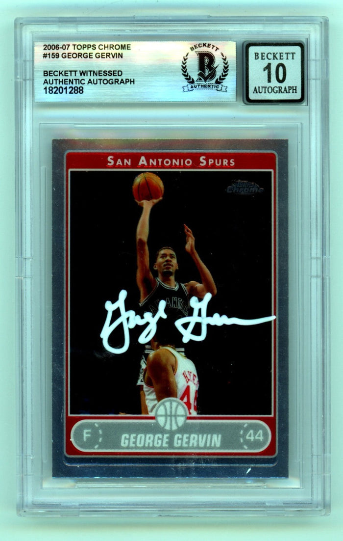 George Gervin 2006-07 Topps Chrome #159 Signed Beckett BGS 10 Auto SA Spurs HOF-Powers Sports Memorabilia