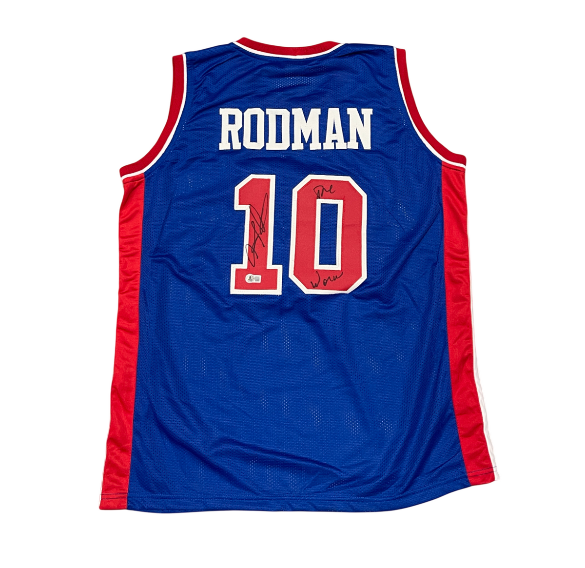 Dennis Rodman Signed Detroit Custom Jersey w/ The Worm Beckett BAS COA-Powers Sports Memorabilia