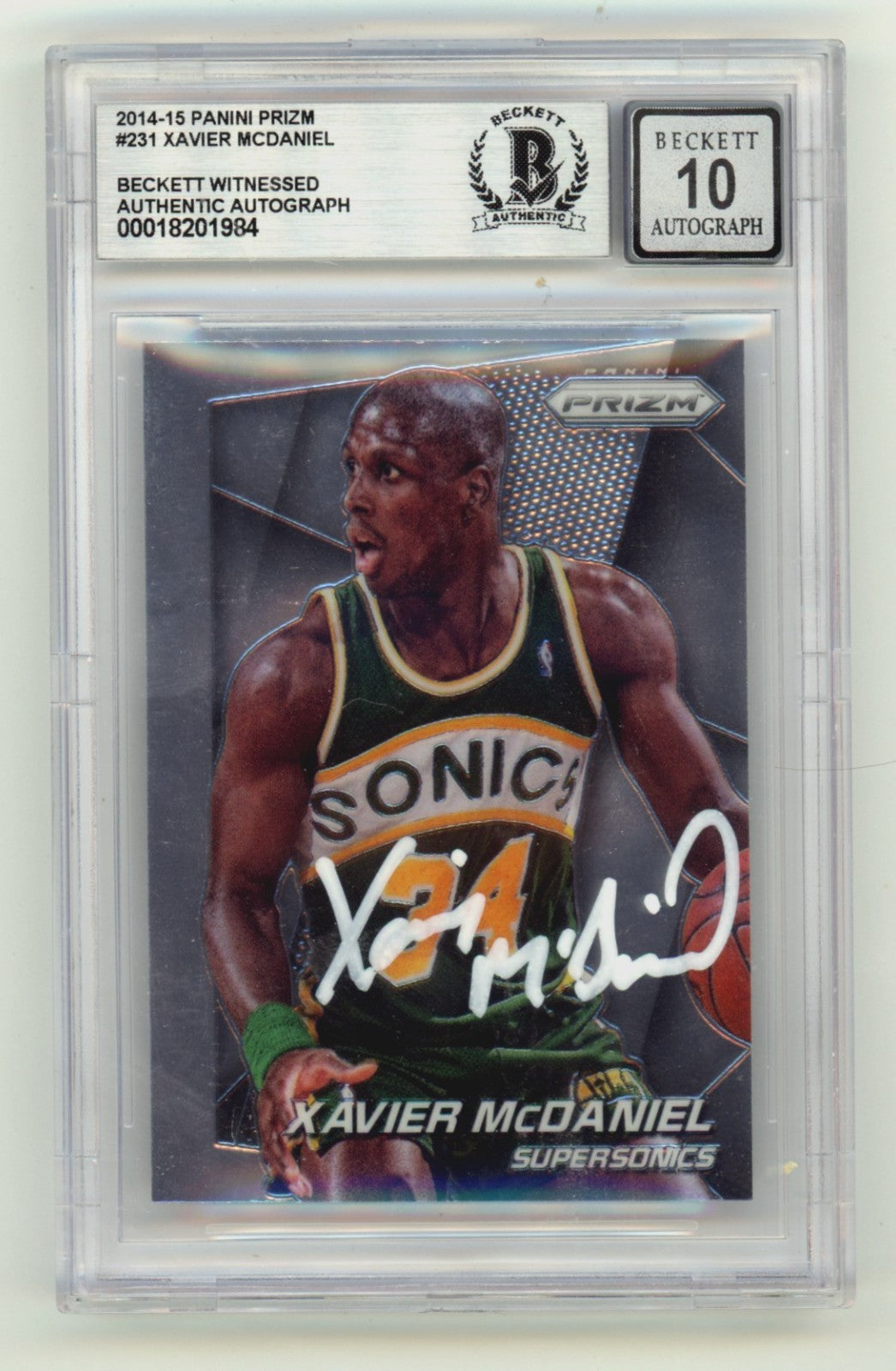 Xavier McDaniel 2014-15 Panni Prizm #231 Signed Beckett BGS 10 Auto Supersonics-Powers Sports Memorabilia