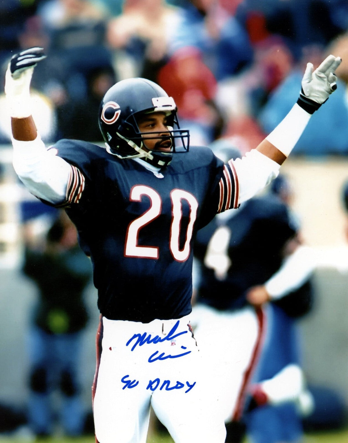 Mark Carrier Signed Chicago Bears 8x10 Photo w/ 90 DROY LSCM Authenticated-Powers Sports Memorabilia