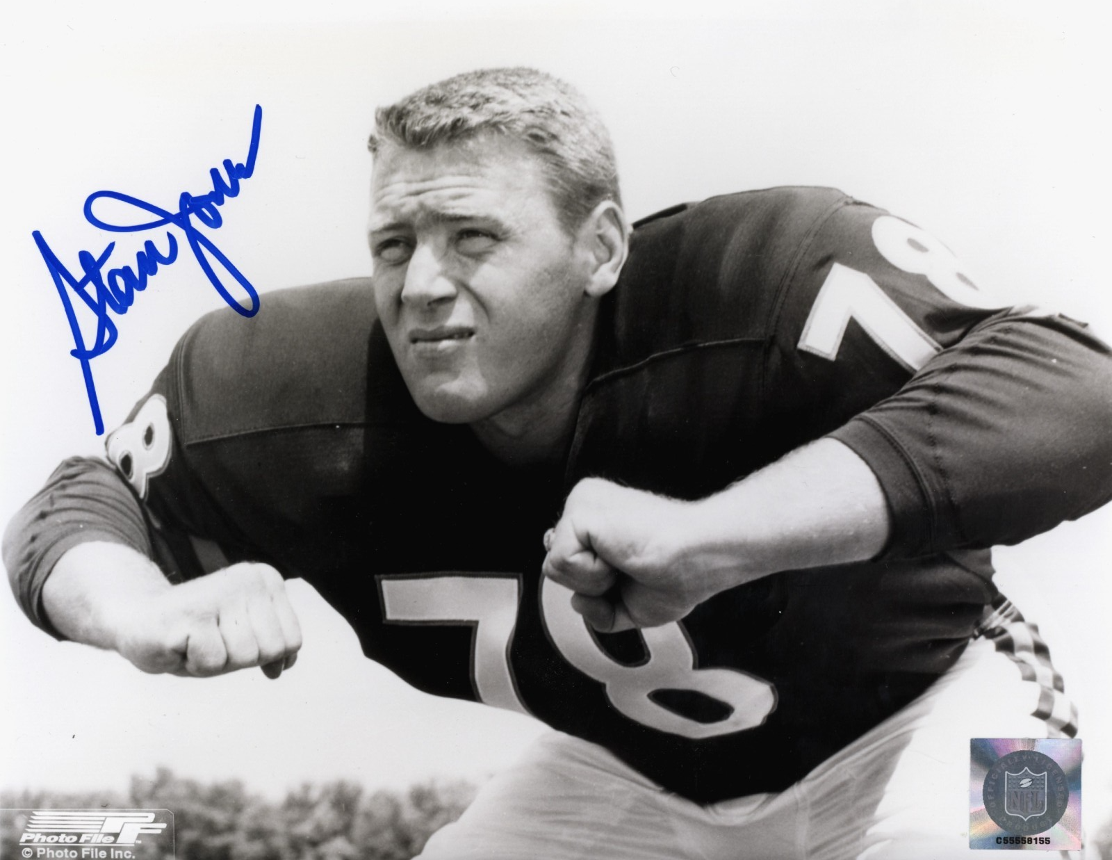 Stan Jones Signed Chicago Bears 8x10 Photo File LSCM Authenticated Black White-Powers Sports Memorabilia
