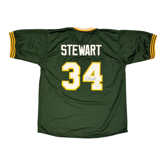 Dave Stewart Signed Custom Jersey JSA Witness Authenticated - Green Jersey-Powers Sports Memorabilia