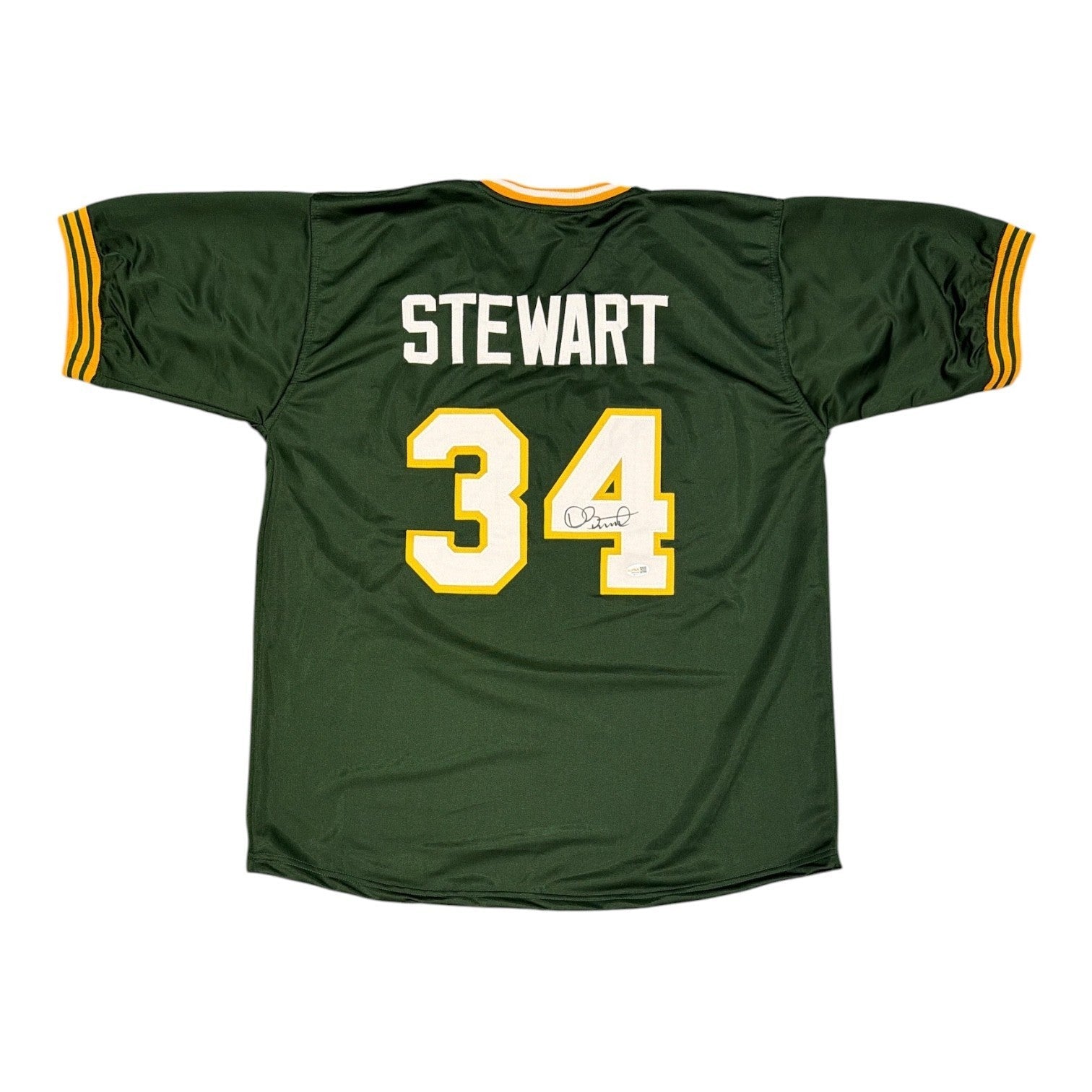Dave Stewart Signed Custom Jersey JSA Witness Authenticated - Green Jersey-Powers Sports Memorabilia