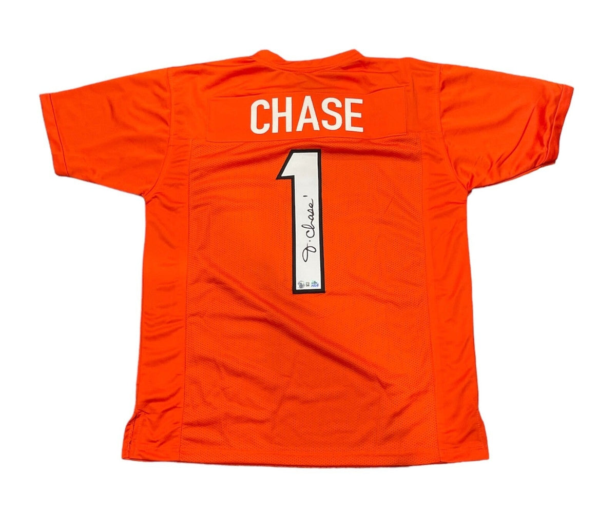 Ja'Marr Chase Signed Custom Jersey Beckett Authenticated + HOLO-Powers Sports Memorabilia